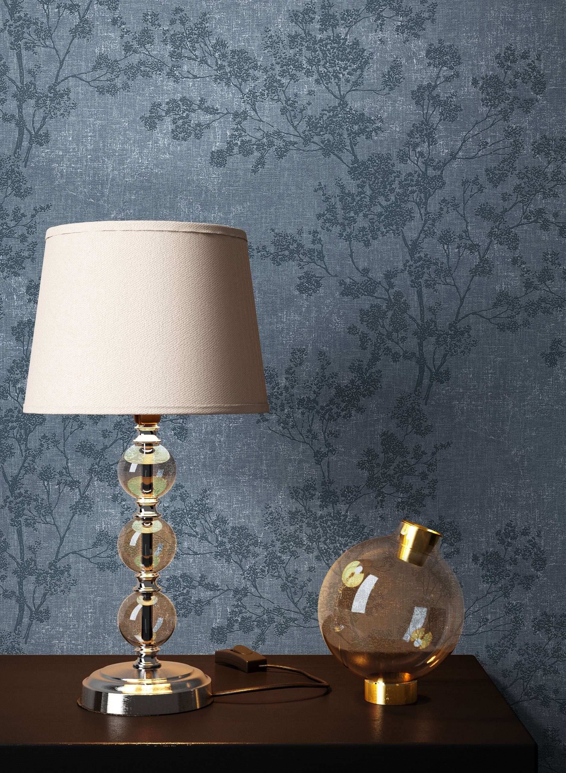 Newroom Vliestapete, Blau Tapete Blumen Floral günstig online kaufen