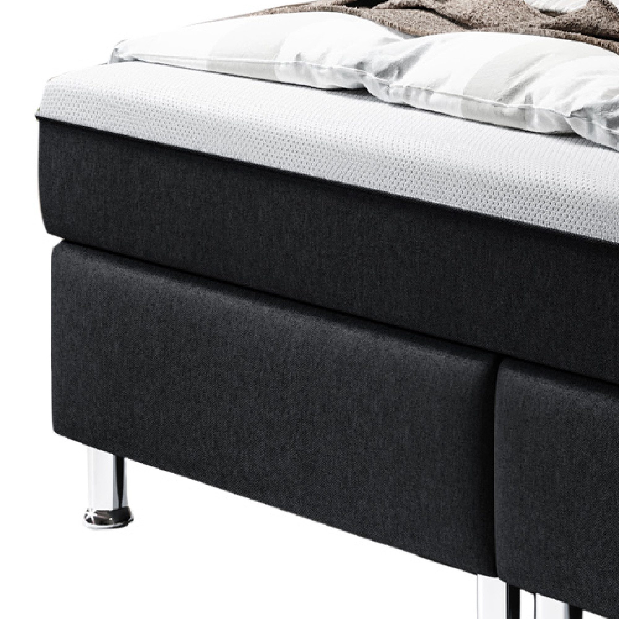 inter Boxspringbett Rotterdam Plus 180x200 cm Webstoff mit Topper-Optik