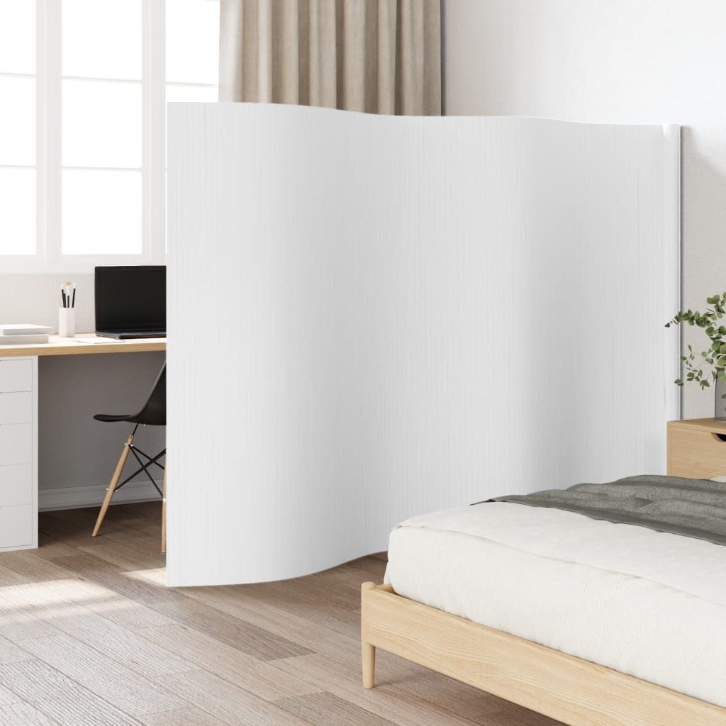 furnicato Raumteiler Bambus Paravent 400x165 cm Weiß, 1-tlg., Wasserfester Sichtschutz, aufrollbar und für das Schlafzimmer geeignet