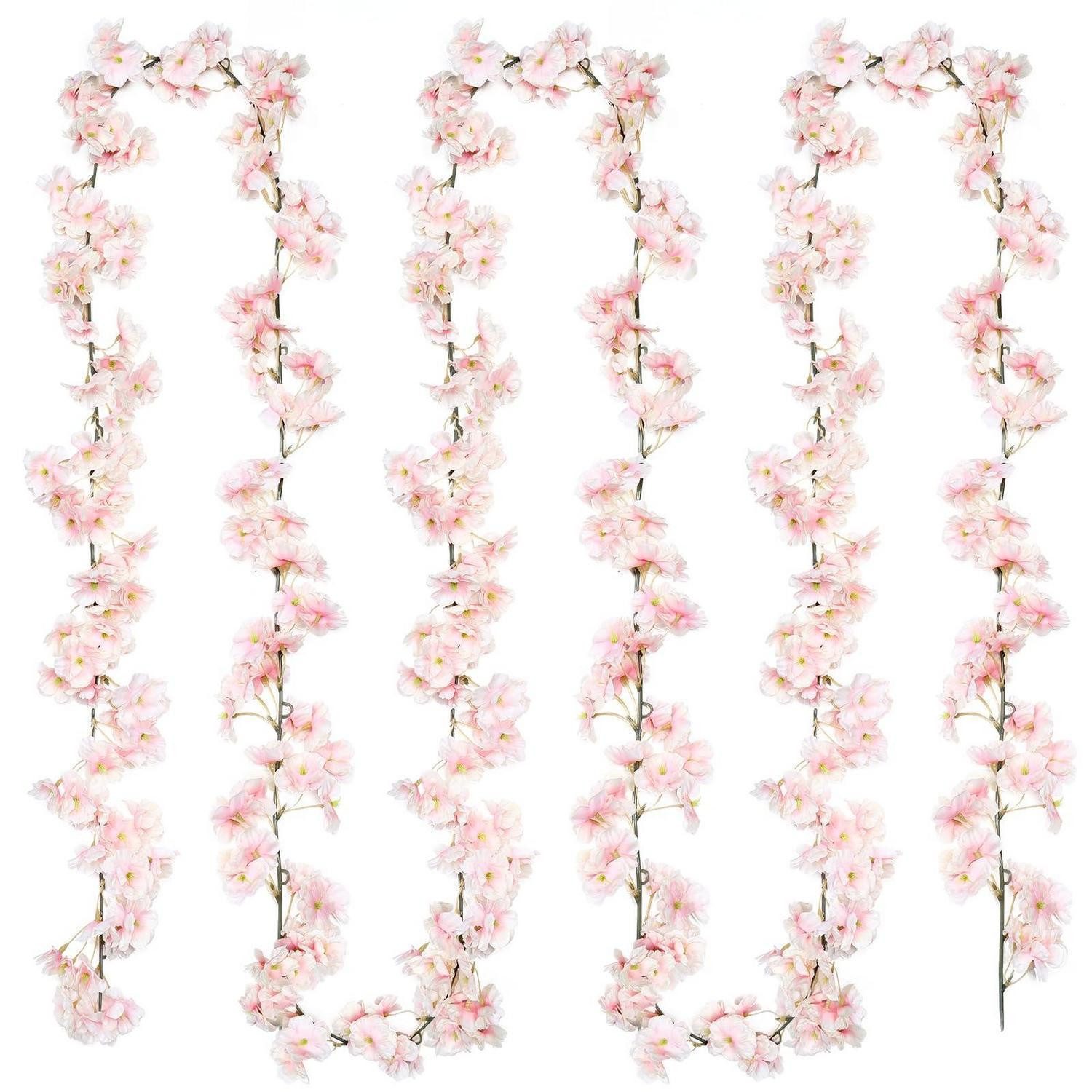 Kunstgirlande Girlande Kirschblüten 2x 180cm Rosa Kunstblumen, LuxusKollektion, Höhe 180 cm