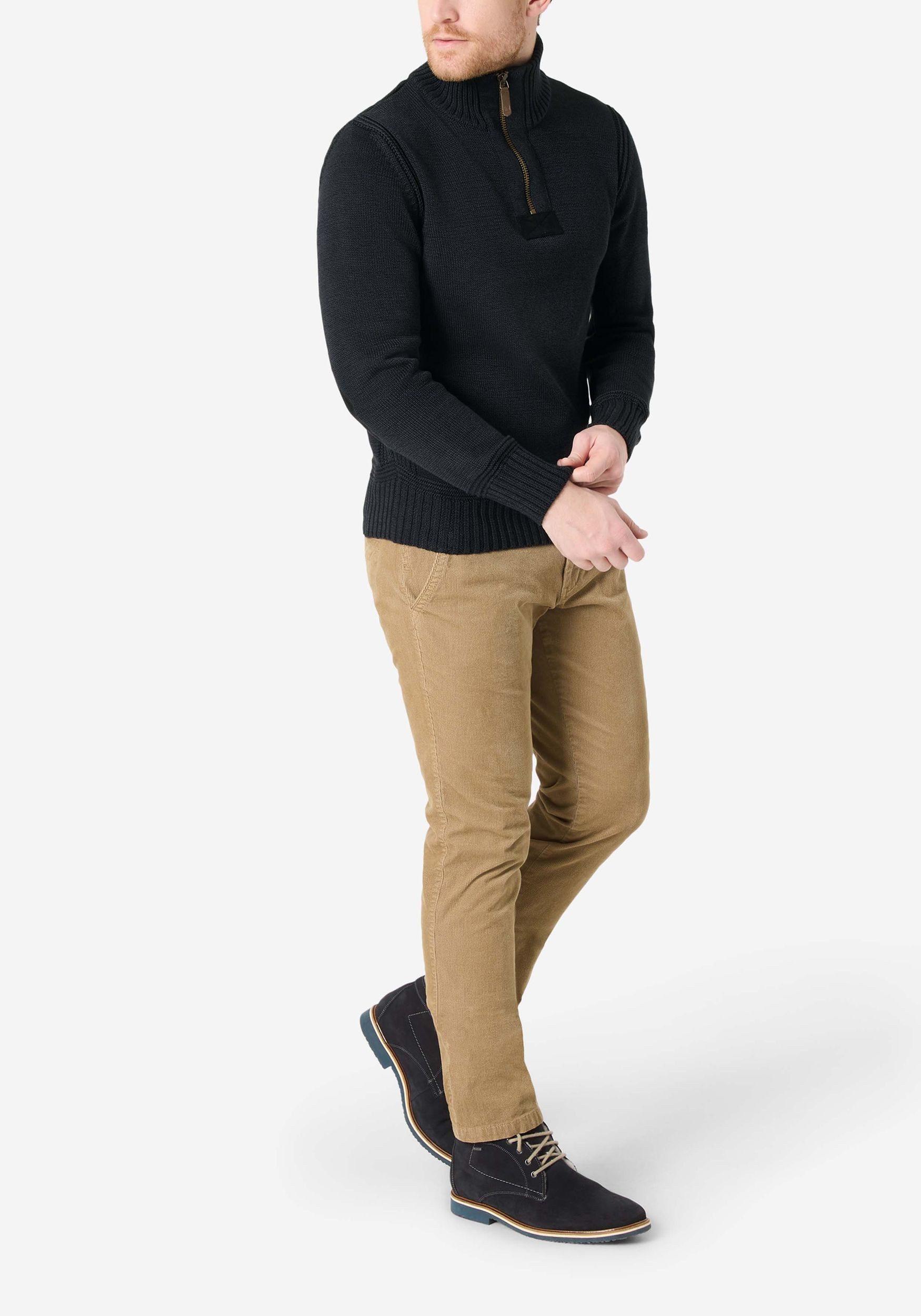 TIMEZONE Strickpullover Stilvoller Pullover mit Reißverschluss-Design für Herren (1-tlg) Heavy Knit Seamans Troyer
