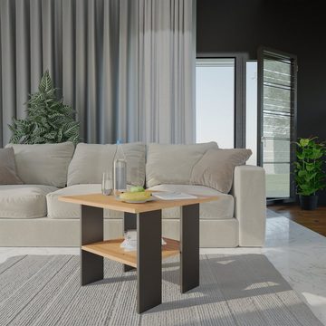 Home Collective Couchtisch Anthrazit-Sonoma braun, Beistelltisch Loft Design, kratzfeste Oberfläche, Wohnzimmer Couch Tisch Beistell 60x60x45 cm
