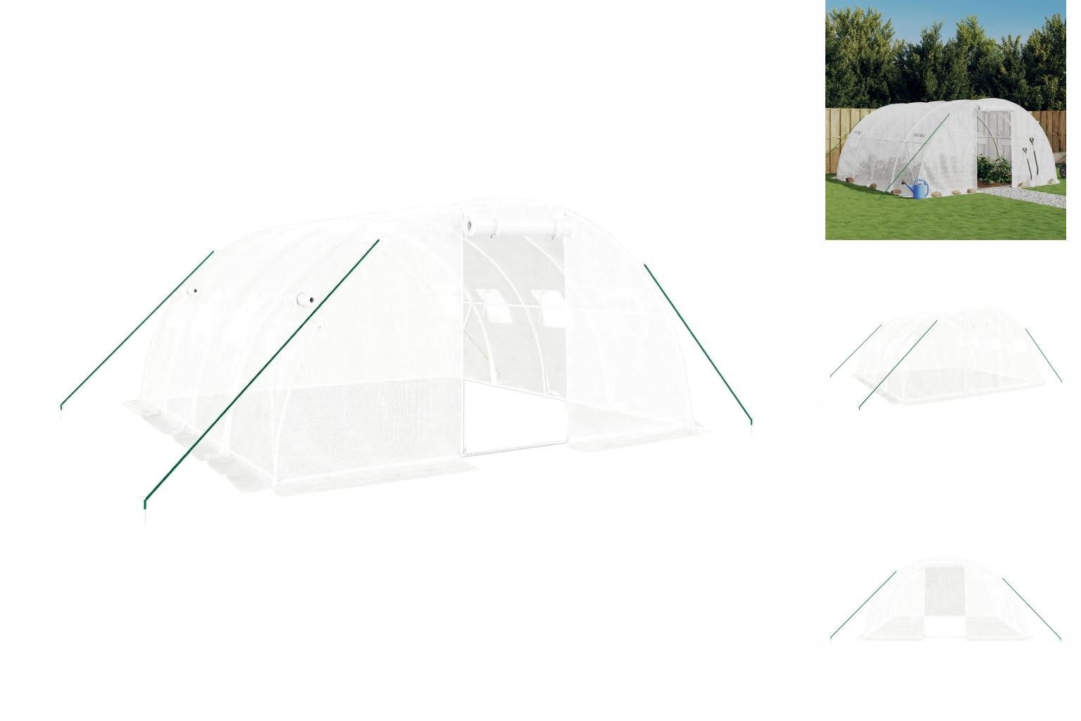 vidaXL Gewächshaus Foliengewächshaus Treibhaus Gewächshaus mit Stahlrahmen Weiß 16 m² 4x4 weiß | Rabatt: 24%