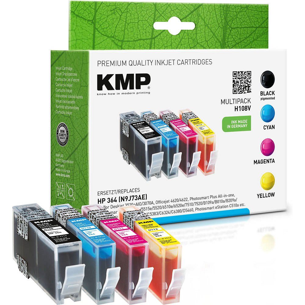 KMP 1 Tinten-Multipack H108V ERSETZT HP 364 BK/C/M/Y Tintenpatrone (4 Farben)