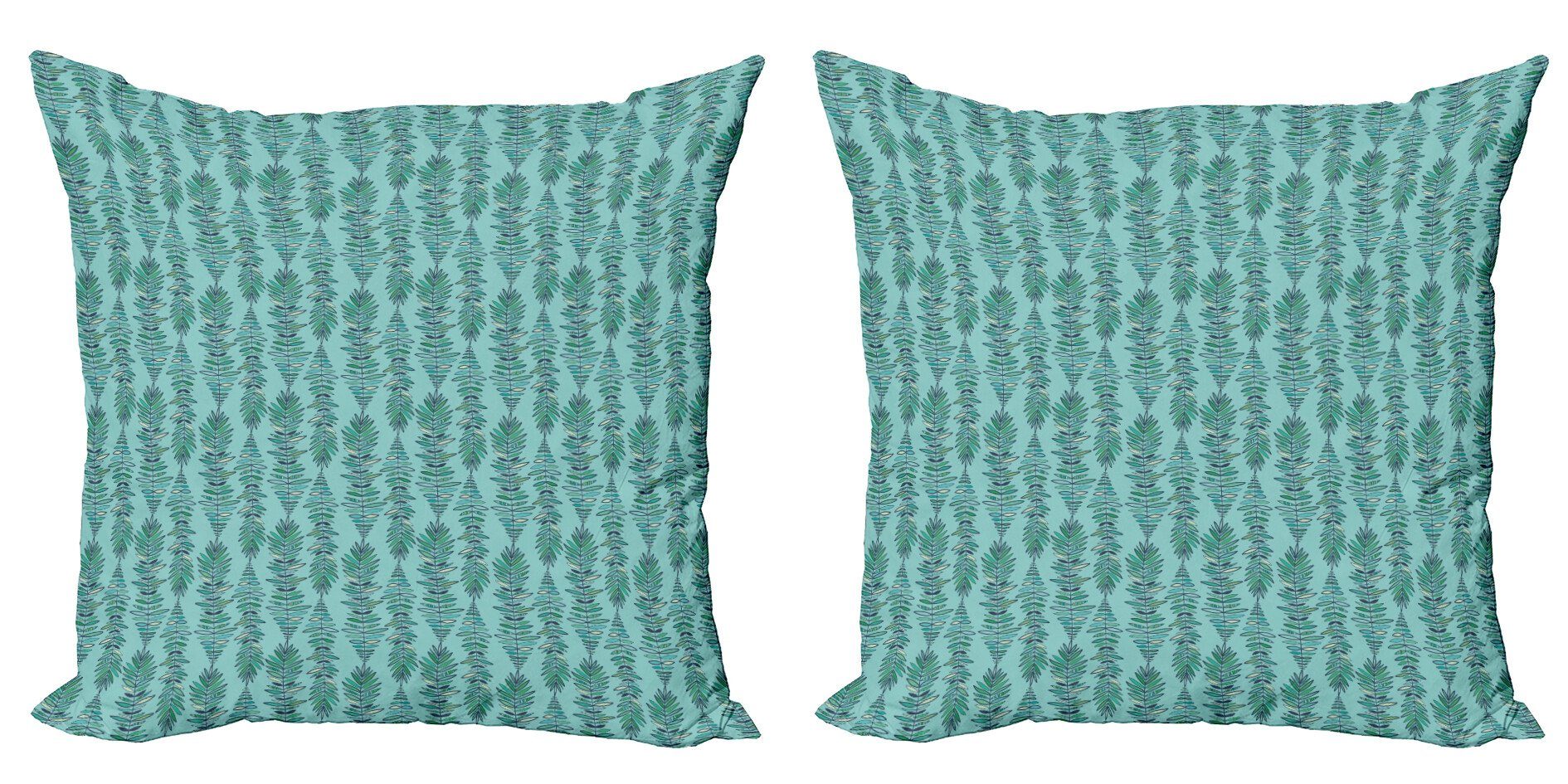 Kissenbezüge Modern Accent Doppelseitiger Digitaldruck, Abakuhaus (2 Stück), Natur Vertikale Streifen mit Blättern | Kissenbezüge
