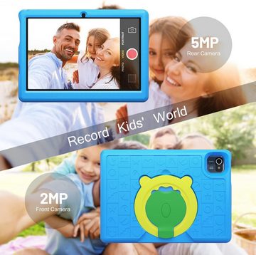 Wqplo mit Silikon-Hülle Tablet (10", 32 GB, Android 12, 2,4G+5G, für Kinder mit Quad Core Processor 5000mAh, WLAN,Bluetooth,Dual-Kamera)