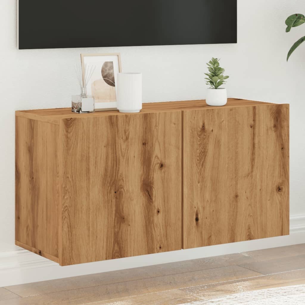 vidaXL TV-Wand TV-Wandschrank Artisan-Eiche 80x30x41 cm, günstig online kaufen