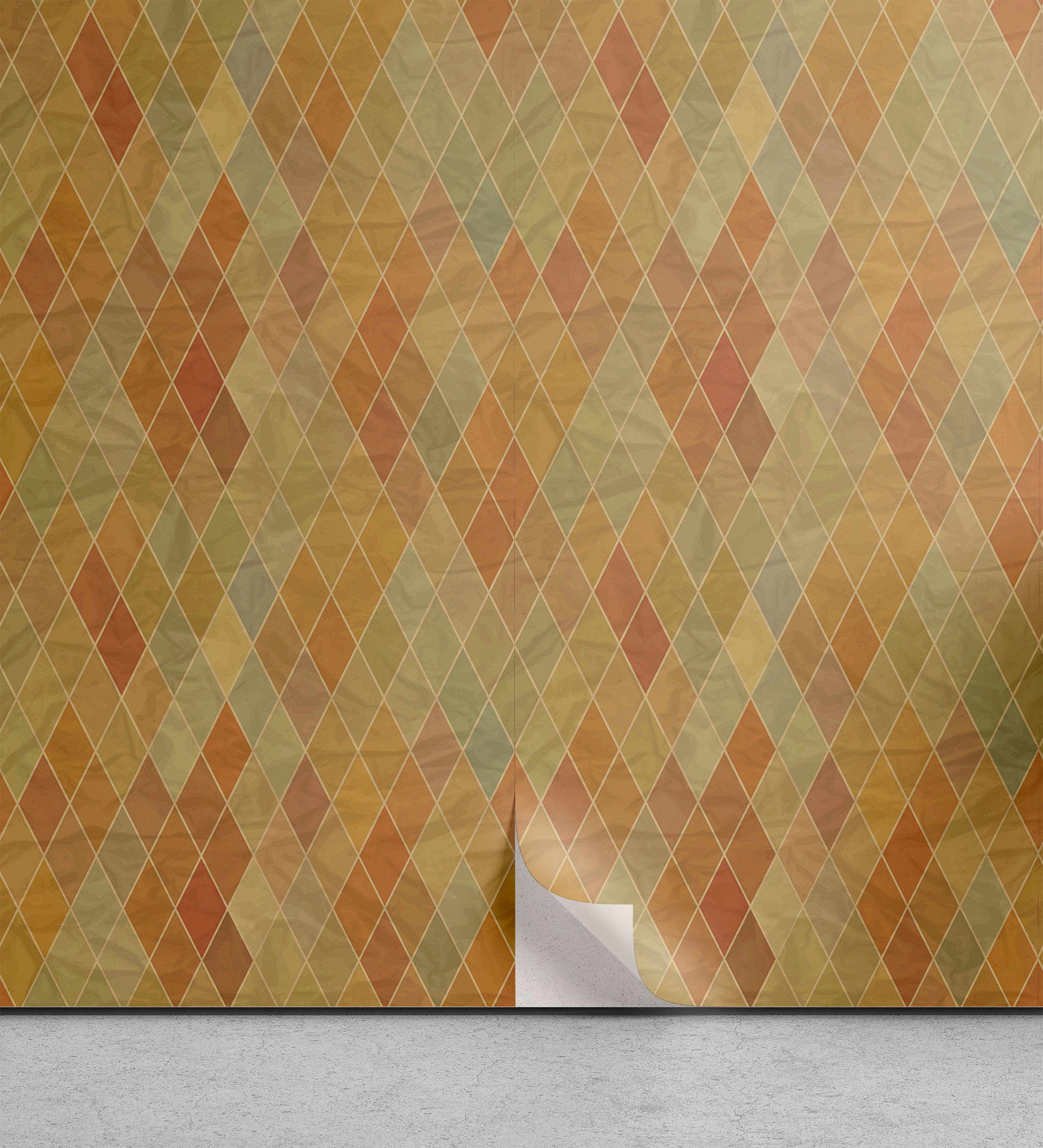Abakuhaus Vinyltapete selbstklebendes Wohnzimmer Küchenakzent, Retro Geometrische Rhombus Tile | Vinyltapeten