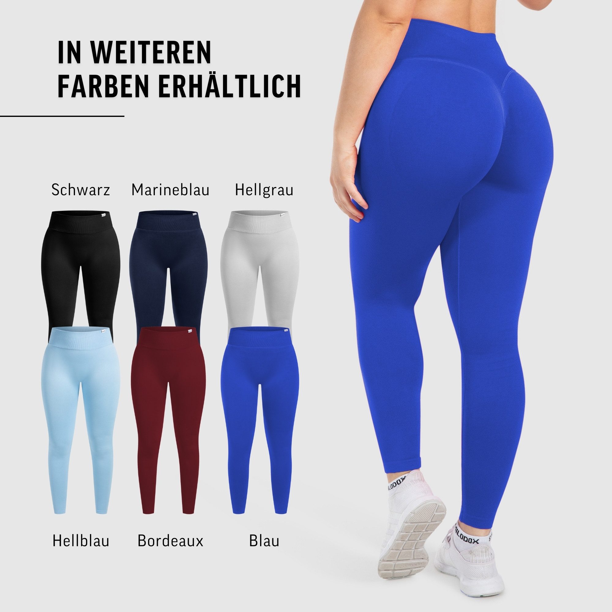 Smilodox Leggings Myrah Scrunch, Butt Lift Sporthose, High Waist V-Shape Yoga Hose Nahtlos, Seamless Schweißabsorbierende Trainingshose, Blickdicht – Bild 5 von 5