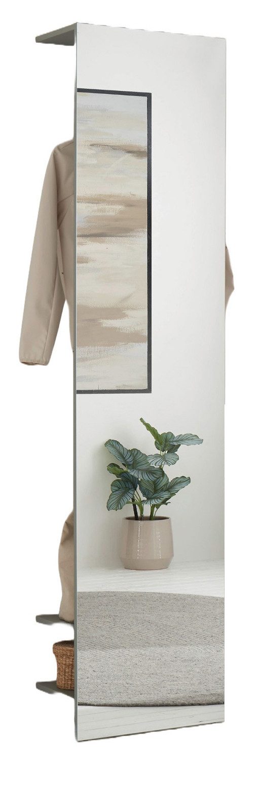 Furn.Design Kompaktgarderobe Center (Flurgarderobe in Salbei Grün, 50 x 200 cm) mit Spiegel, Schuhablagen und Kleiderstange