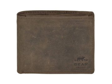 Bear Design Geldbörse Dark-Nature Leder, Portemonnaie, Brieftasche, Herrenbörse