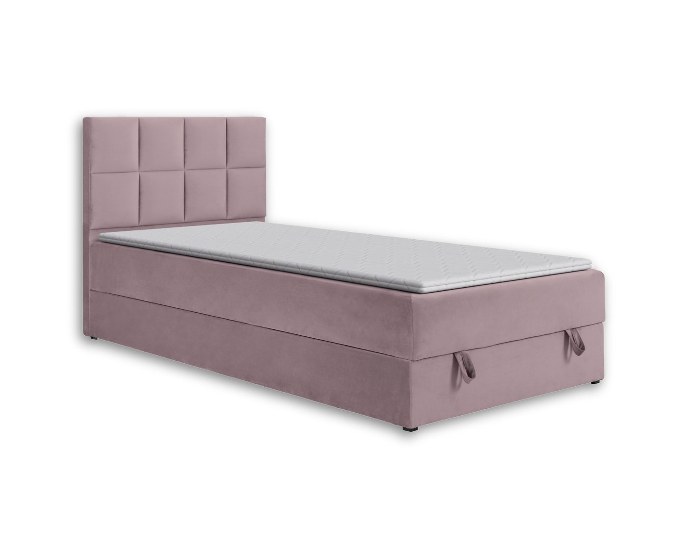 Deine Möbel 24 Boxspringbett Boxbett Polsterbett Komplettbett Jugendbett PETER (Hotelbett Bett für Jugendliche inkl. Kaltschaum-Topper 4 cm, 100x200 120x200 Hellgrau Graphit Rosa Pink), inkl. Bonnell-Federkernmatratzen Matratzen H3 Grau Beige Blau