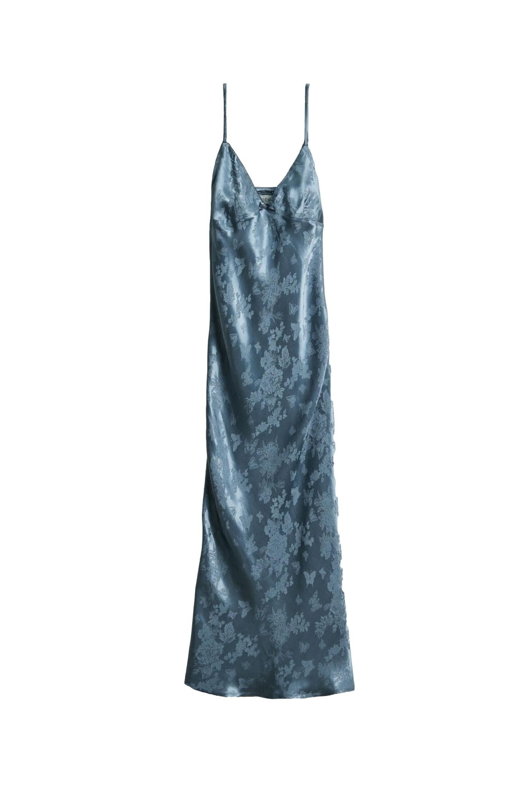 Bhoem Midikleid BHOEM Midi-Trägerkleid aus Jacquardsatin, blau (1-tlg)