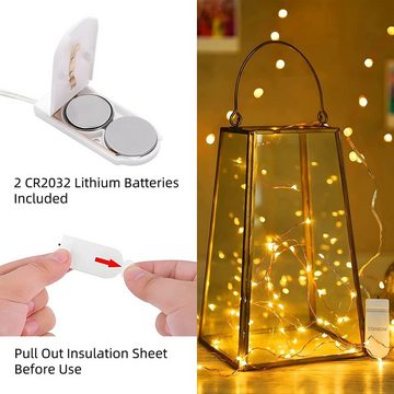 Nettlife LED-Lichterkette 8er-Pack Warmweiß 2M Kupferdraht mit Batterie Lichtkette, 8-flammig, Weihnachtsdekoration