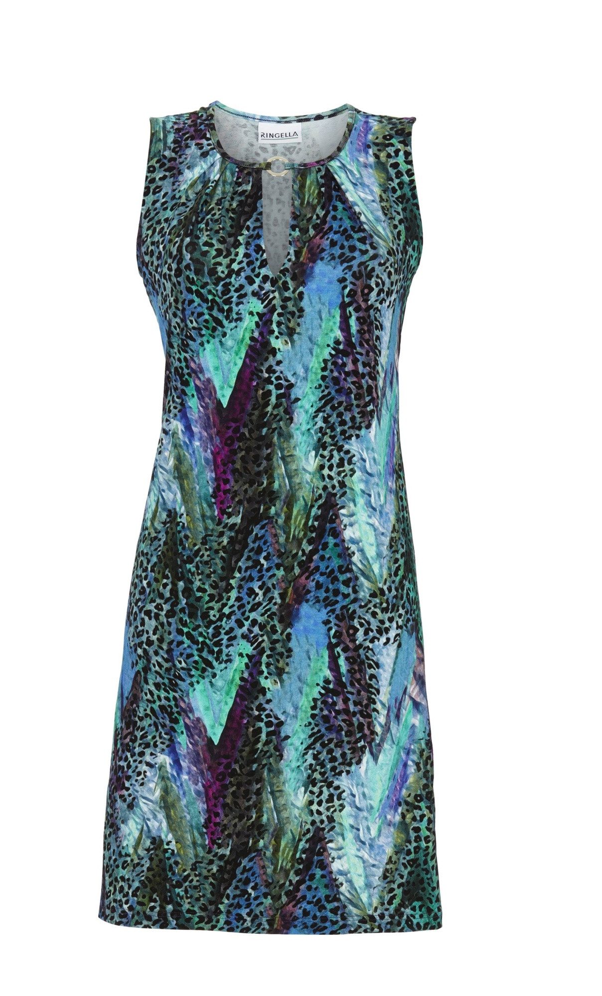 Ringella Sommerkleid Ärmelloses Freizeitkleid mit Zierring Leoprint