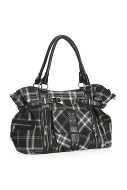 Banned Schultertasche Rise Up Schwarz Weiss, Tartan Schultertasche