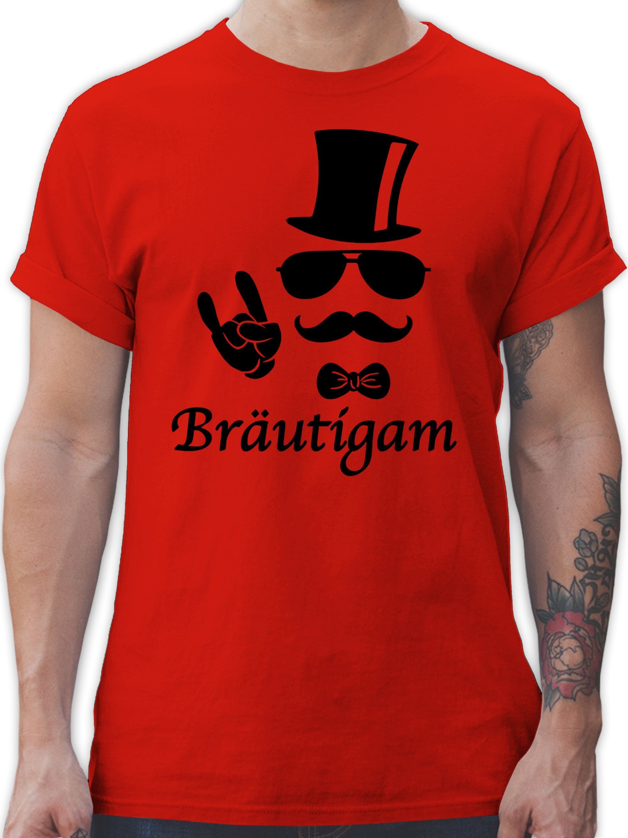 JGA Männer Bräutigam Hipster Rot 3 Shirtracer T-Shirt