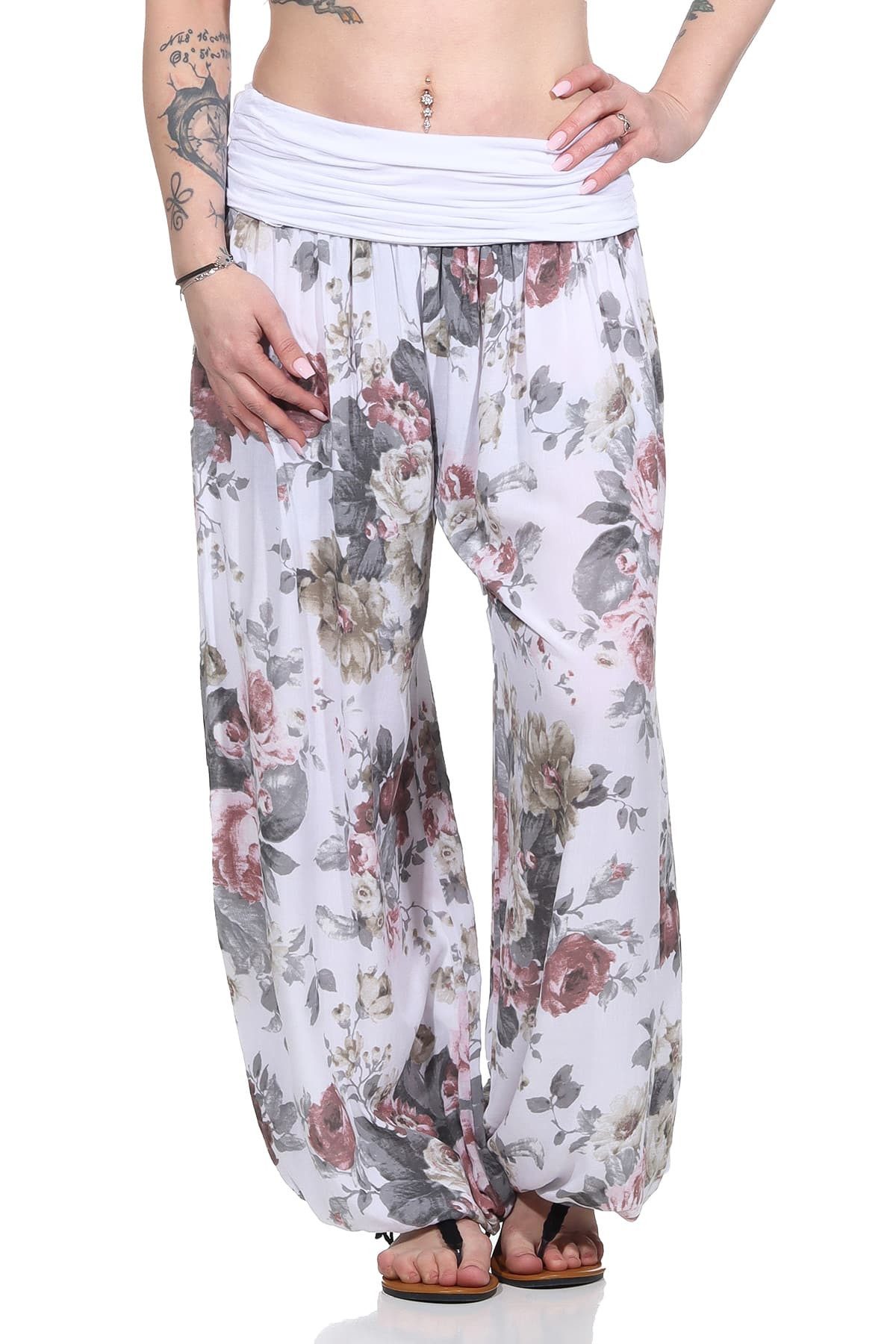 OriginalYou Haremshose Sommerhosen luftige Flatterhose für Damen leichte Pumphosen BOHO bequemer Bauchbund, hautfreundliches Material, weites Bein