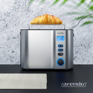 Arendo Toaster, 2 kurze Schlitze, für 2 Scheiben, 800 W, Kurzschlitz, Brötchenaufsatz, Wärmeisoliert, Display, Restzeitanzeige