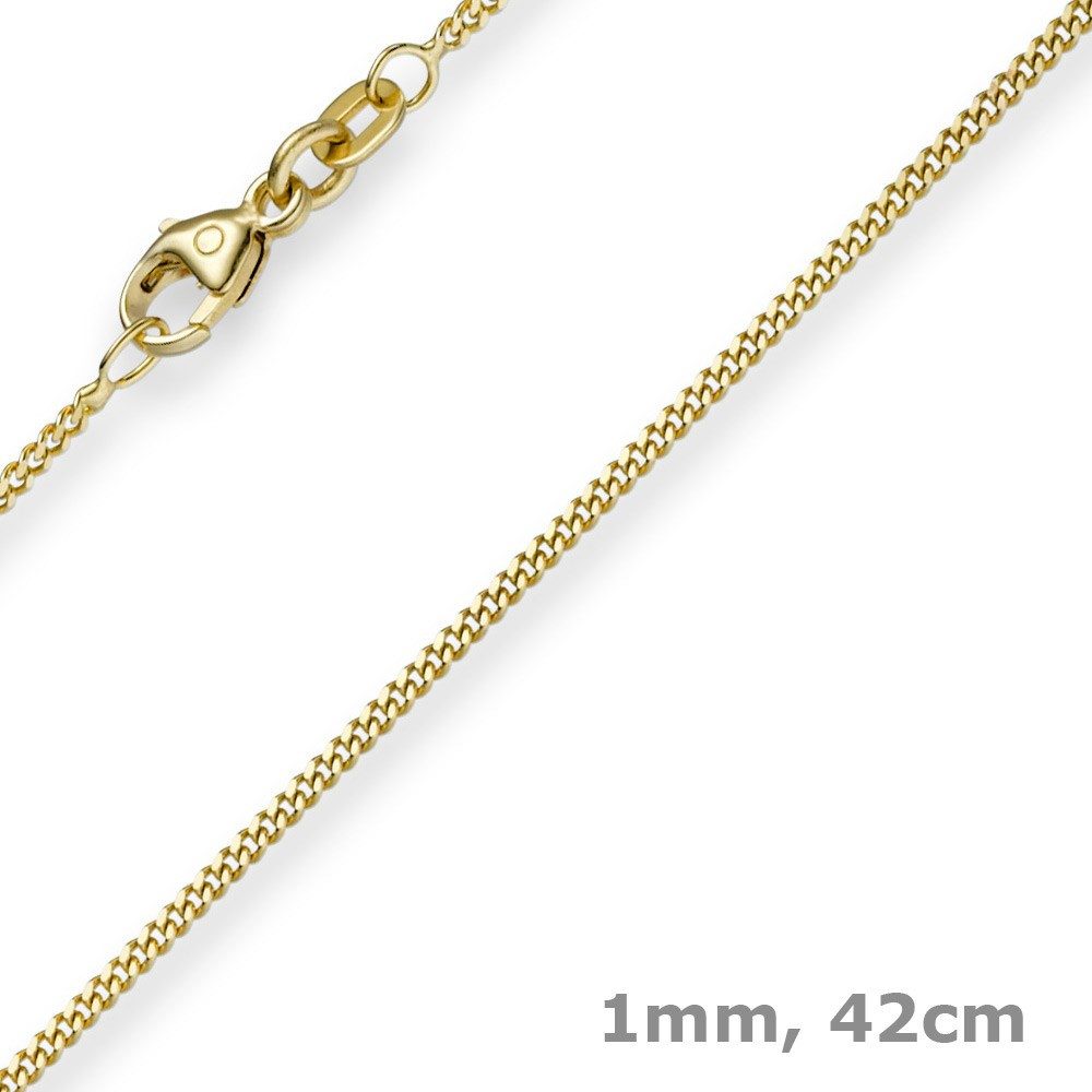 Goldkette 1mm Panzerkette, 585 Gelbgold, 42cm