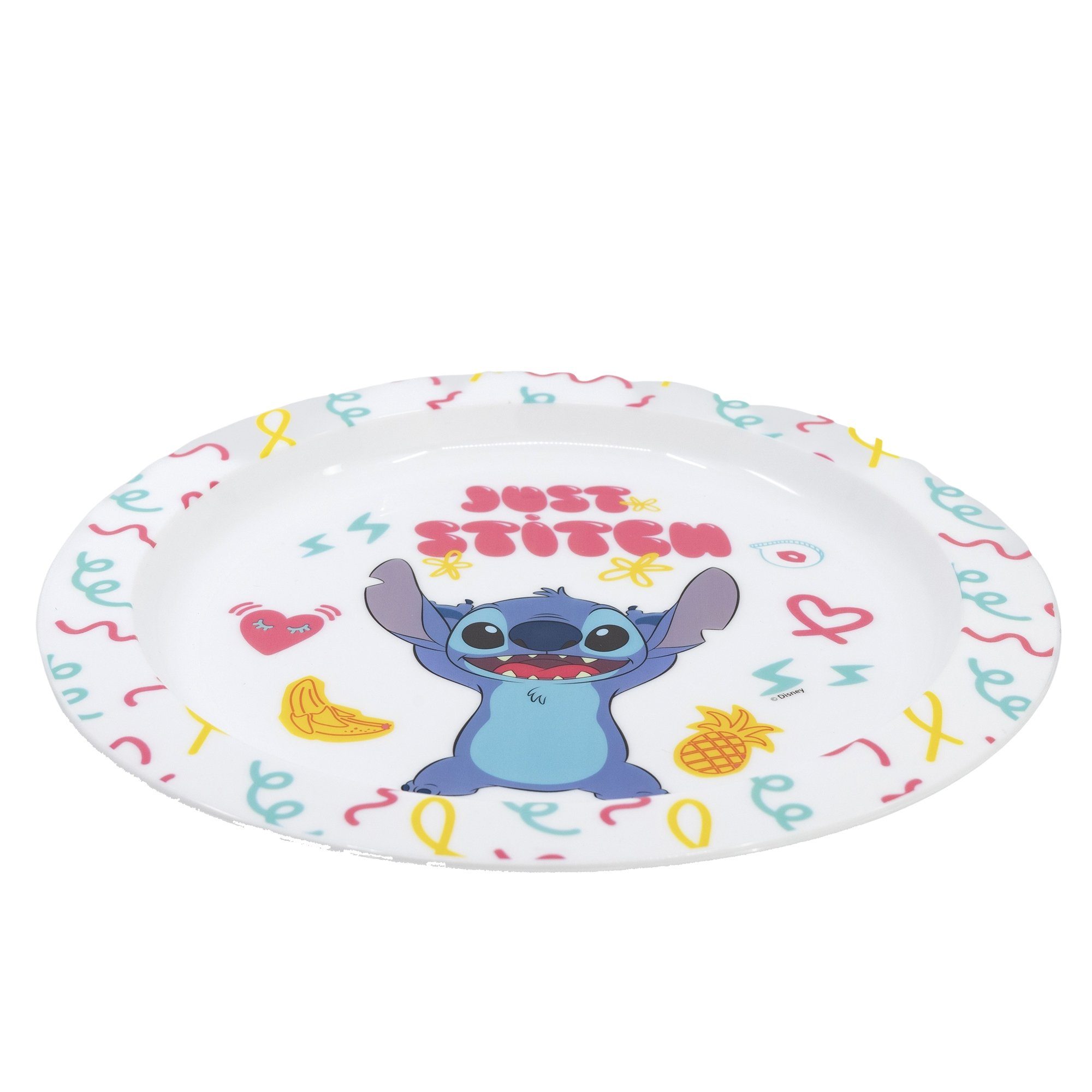 Disney Kindergeschirr-Set Disney Stitch Schüssel 1 Frühstücksset Kinder teilig Personen, Geschirr-Set Teller Becher Kuststoff, 3 (3-tlg)