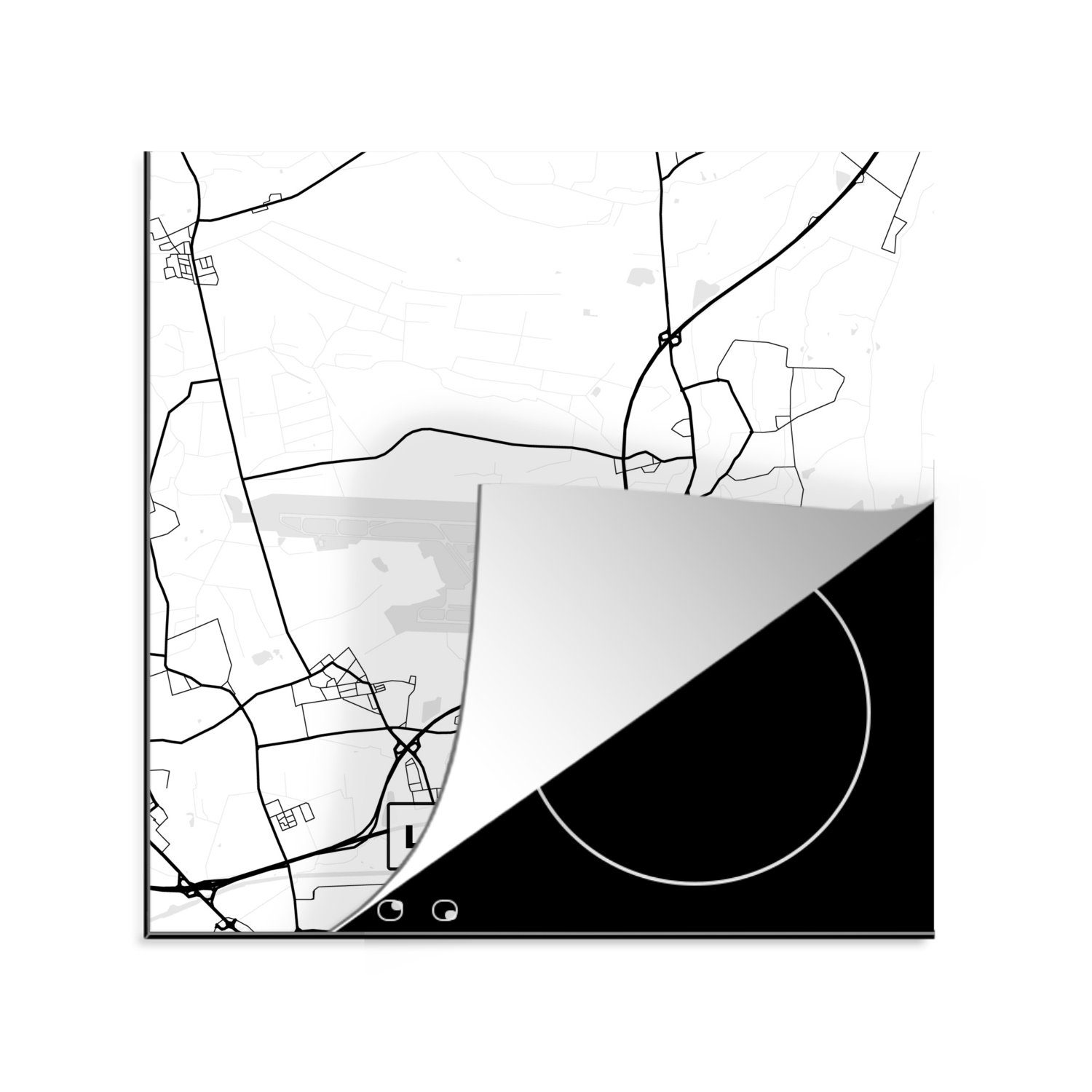 MuchoWow Herdblende-/Abdeckplatte Stadtplan Langenhagen Karte, Arbeitsplatte 78x78 - Vinyl, cm, tlg), (1 küche Ceranfeldabdeckung, für Karte - 