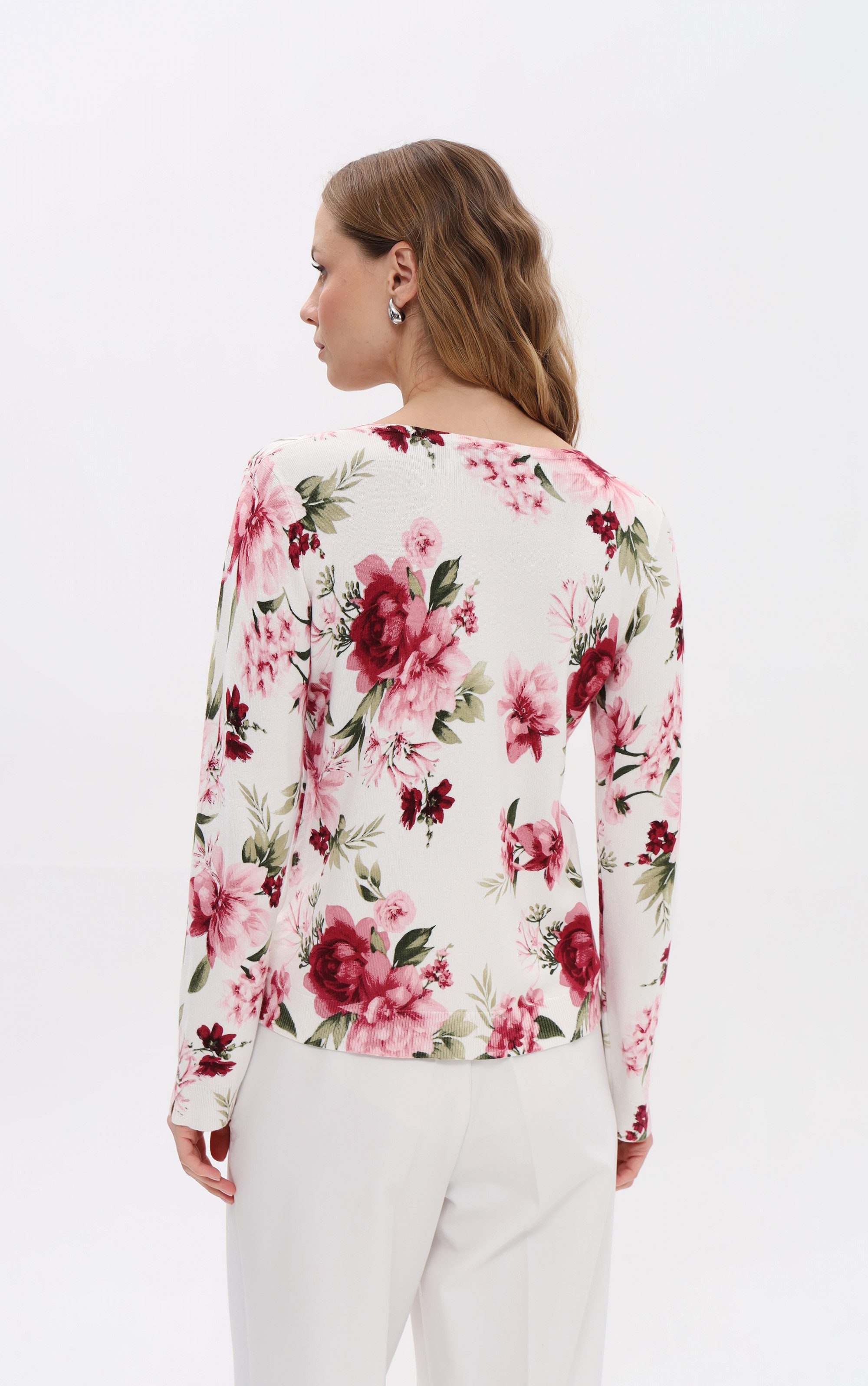 Passioni Strickpullover mit Blumenprint