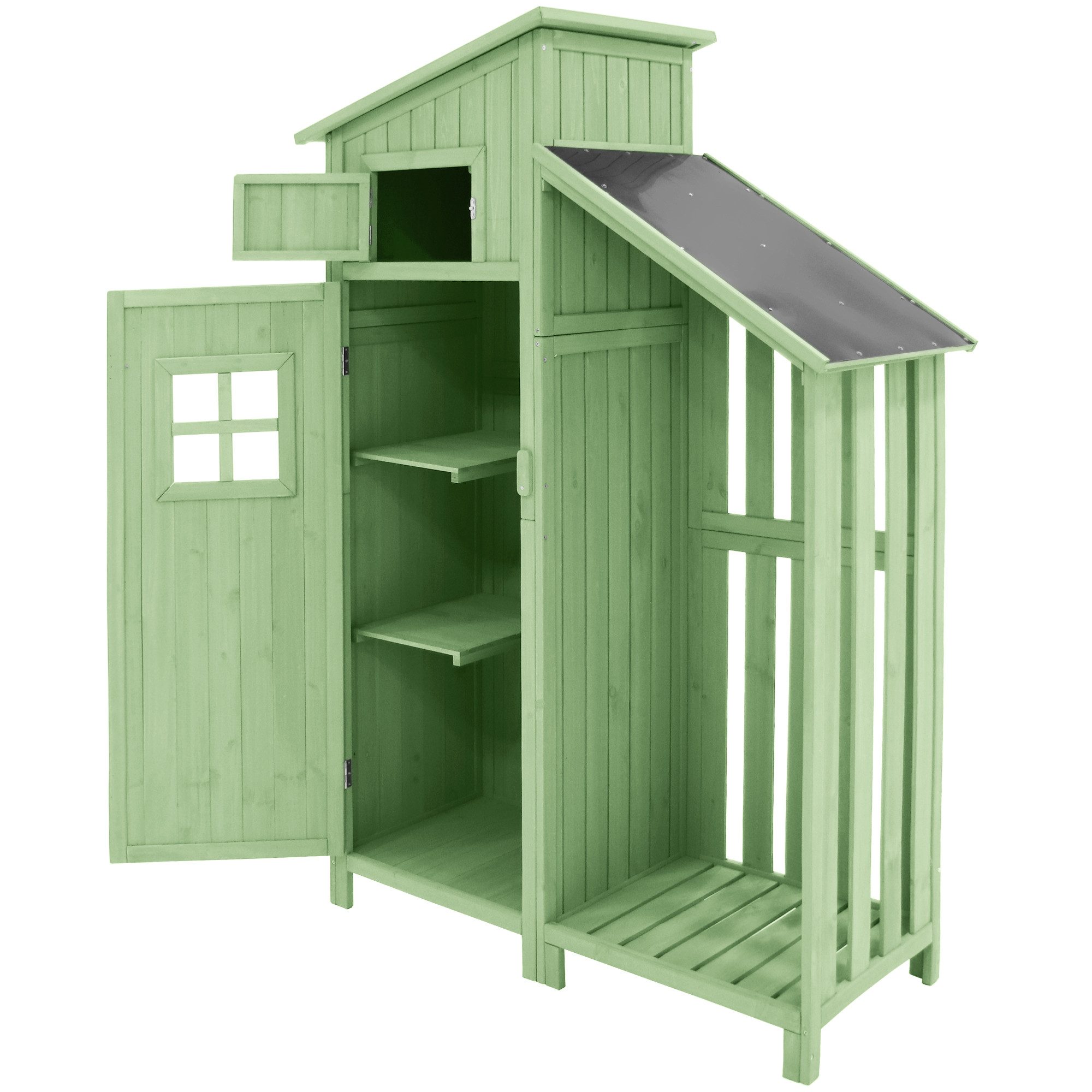 CHICFURN Gerätehaus Gartenschrank aus Holz, Geräteschrank mit Stauraum, BxT: 124,50x46,00 cm, (Packung, 1 St), 124×46×174 cm, Grün