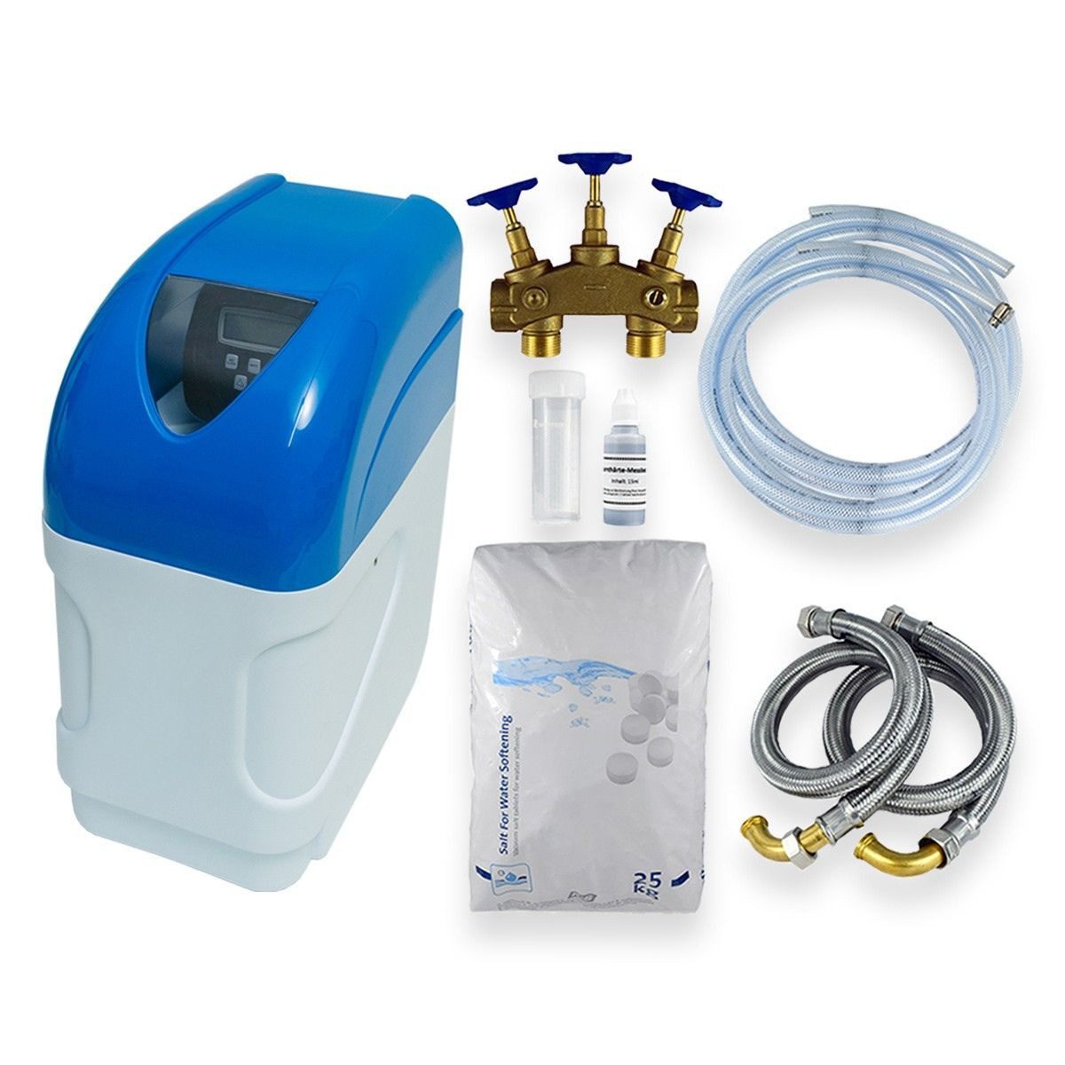 Ekershop Wasser Filter Entkalkung Wasserenthärtungsanlage Entkalkungsanlagen Wasserenthärter (für Einfamilienhaus Komplett mit Anschlussset, [- mit Anschlussset für Einfamilienhaus 2-9 Personen Wasseraufbereitung)