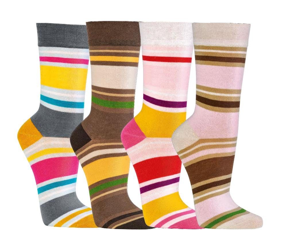 Wowerat Freizeitsocken 3 Paar schöne Damensocken Tausendschön Streifen modische Farben
