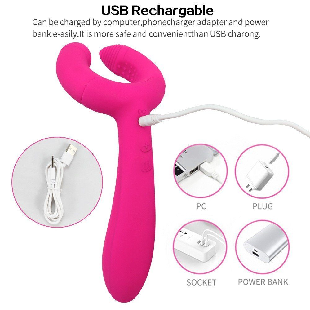 rosa für Silikon Paar-Vibrator Vibrator mit Dreifacher 7 Leise Paarvibrator autolock Vibrationsfrequenz Erotik Paare Stimulator Prostata Sexspielzeug, AnalPlug