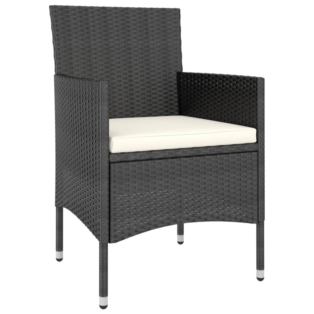 furnicato Gartenstuhl 4-teiliges Gartenstuhl- und Hocker-Set aus schwarzem PE-Rattan, 53x58x (4 St)