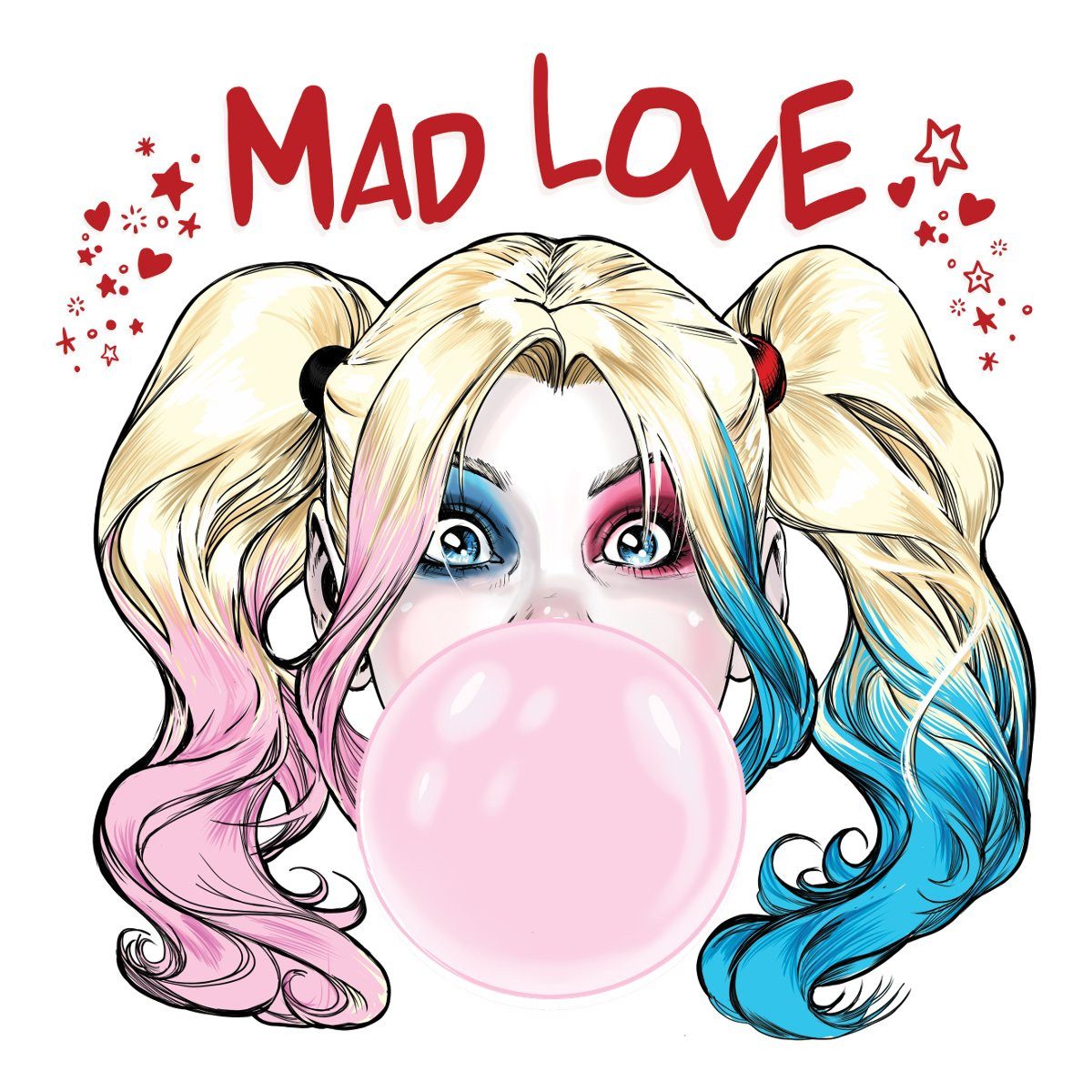 Spreadshirt Aufkleber Harley Quinn Mad Love Bubblegum Sticker Aufkleber