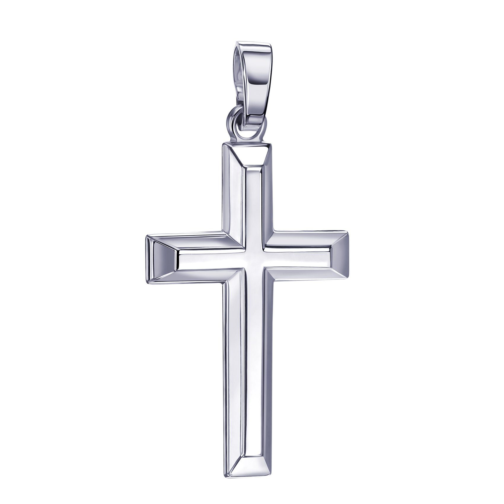 JEVELION Kreuzanhänger Kreuz Anhänger 925 Silber (Silberkreuz, für Damen und Herren), Anhänger 925 Silber Made in Germany