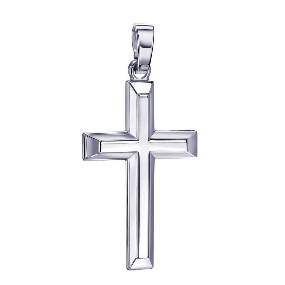 JEVELION Kreuzanhänger Kreuz Anhänger 925 Silber (Silberkreuz, für Damen  und Herren), Anhänger 925 Silber Made in Germany