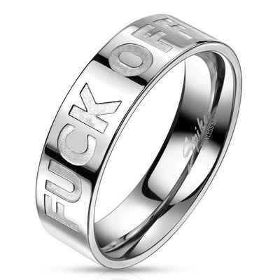 BUNGSA Fingerring Ring FUCK OFF Silber aus Edelstahl Unisex (Ring, 1-tlg), Damen Herren