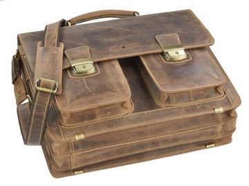Greenburry Aktentasche "Vintage" Leder 39x31cm, Businesstasche, Lehrertasche, für Herren, für Damen, rustikal