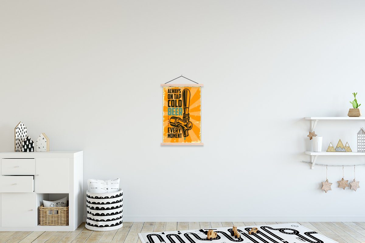 Bilderleiste, Vintage Wohnzimmer, - - Bierpumpe für Magnetisch Textilposter MuchoWow Mannshöhle Posterleiste, St), Zeichnung, (1 Poster -