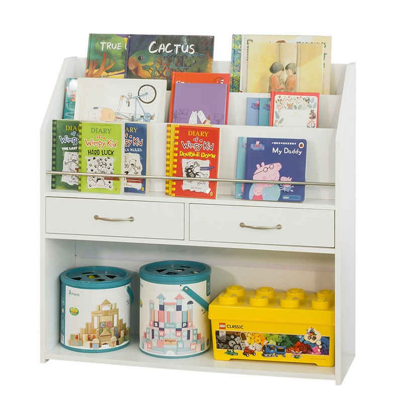 SoBuy Bücherregal »KMB39«, Kinder Bücherregal Kinderregal mit Ablagefächern und 2 Schubladen Spielzeugregal Aufbewahrungsregal für Kinder Spielzeug-Organizer