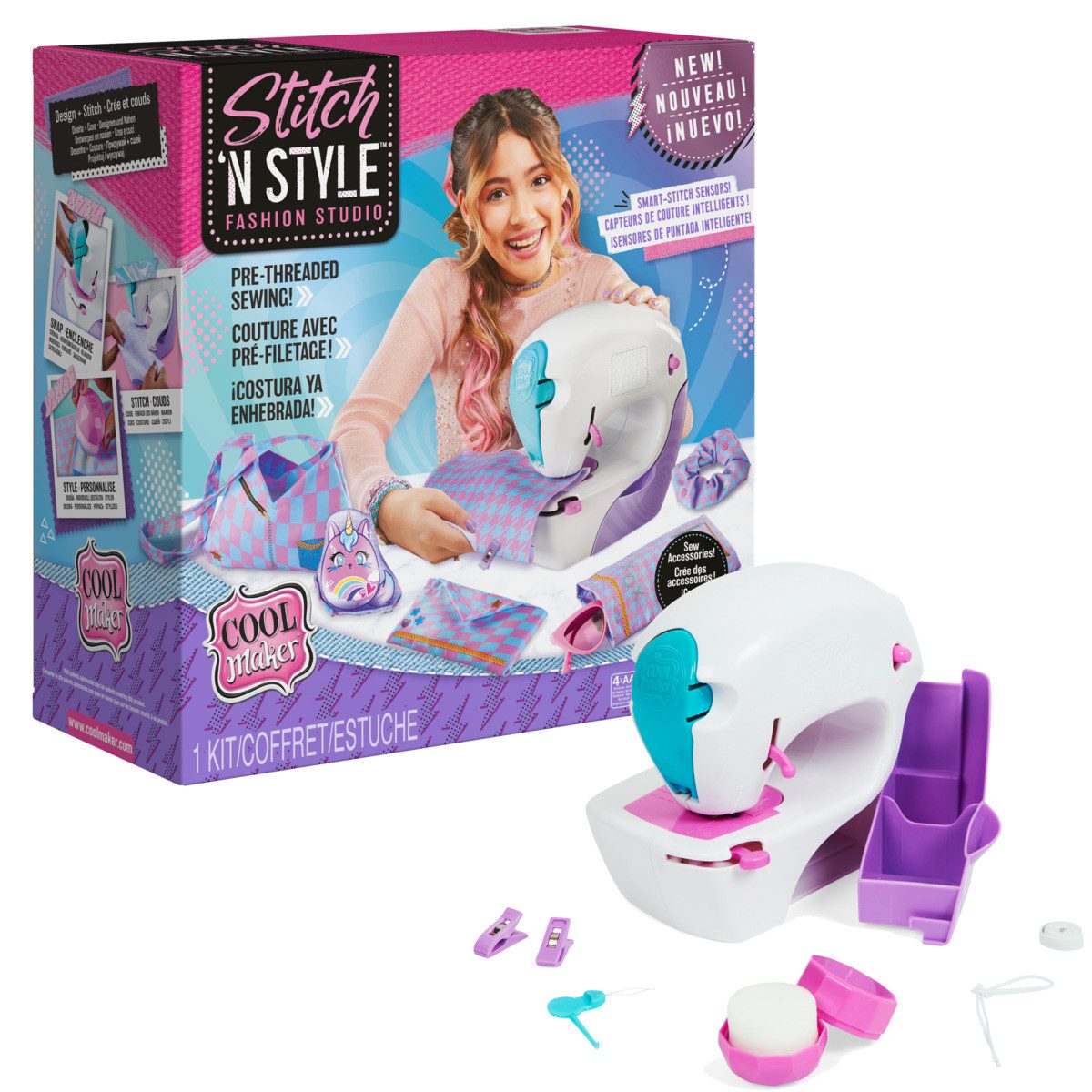 Schmidt Spiele Kinder-Nähmaschine Spin Master Cool Maker Nähmaschine Stitch'n Style Fashion Studio