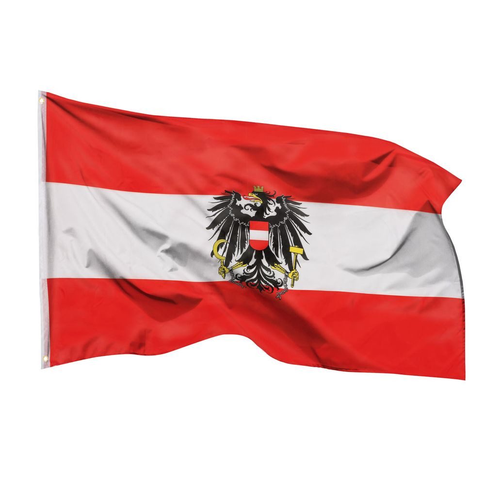 PHENO FLAGS Flagge Österreich Flagge mit Adler 90x150 cm, Dekoration für Österreich-Fans, Hissfahne für Drinnen und Draußen