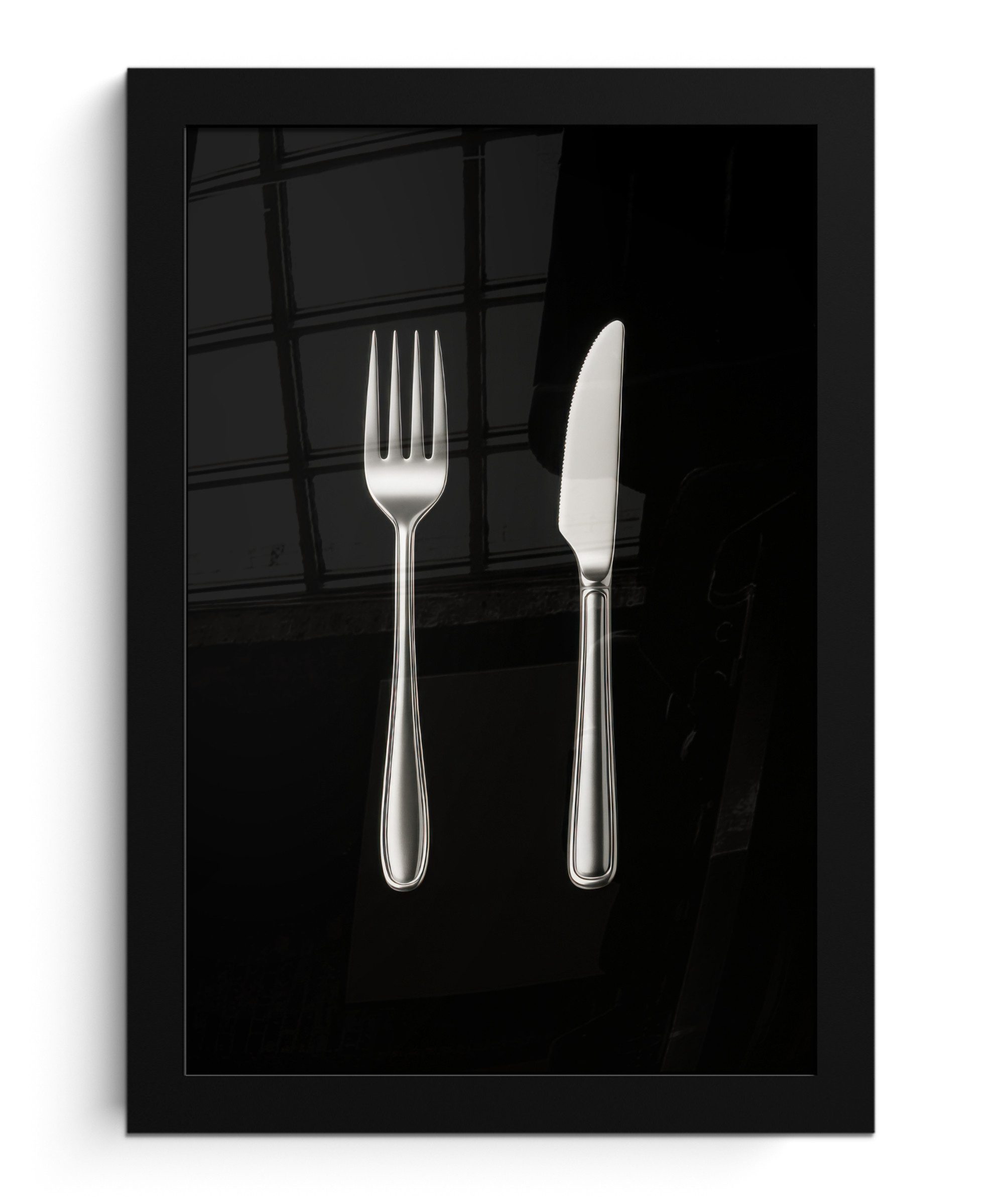 MuchoWow Poster Besteck - Klassisch - Elegant, (1 St), Bilderrahmen, Zimmer Deko, Bild für Wohnzimmer, 20x30 cm