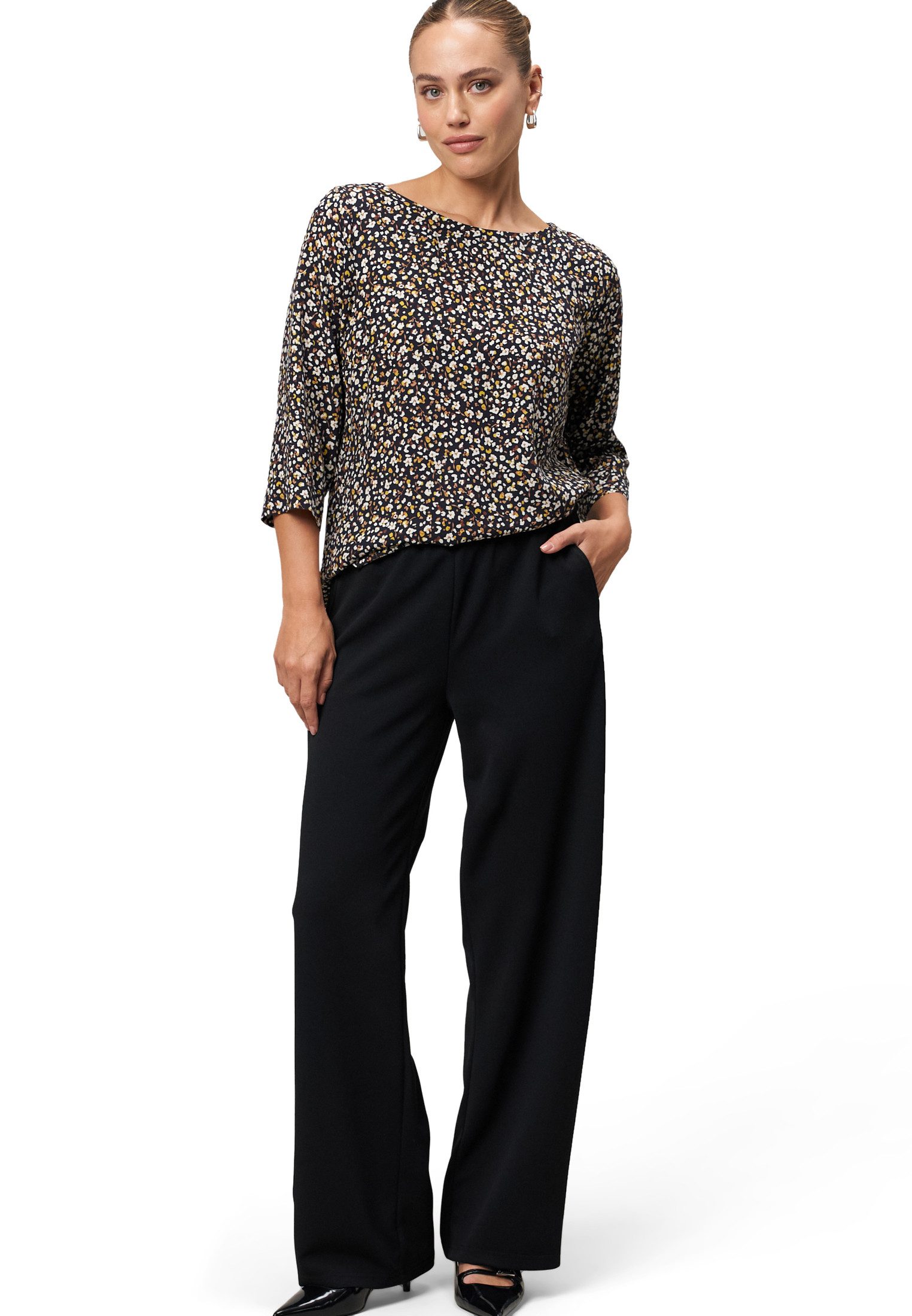 Zero Klassische Bluse Damen geblümt mit 3/4 Arm