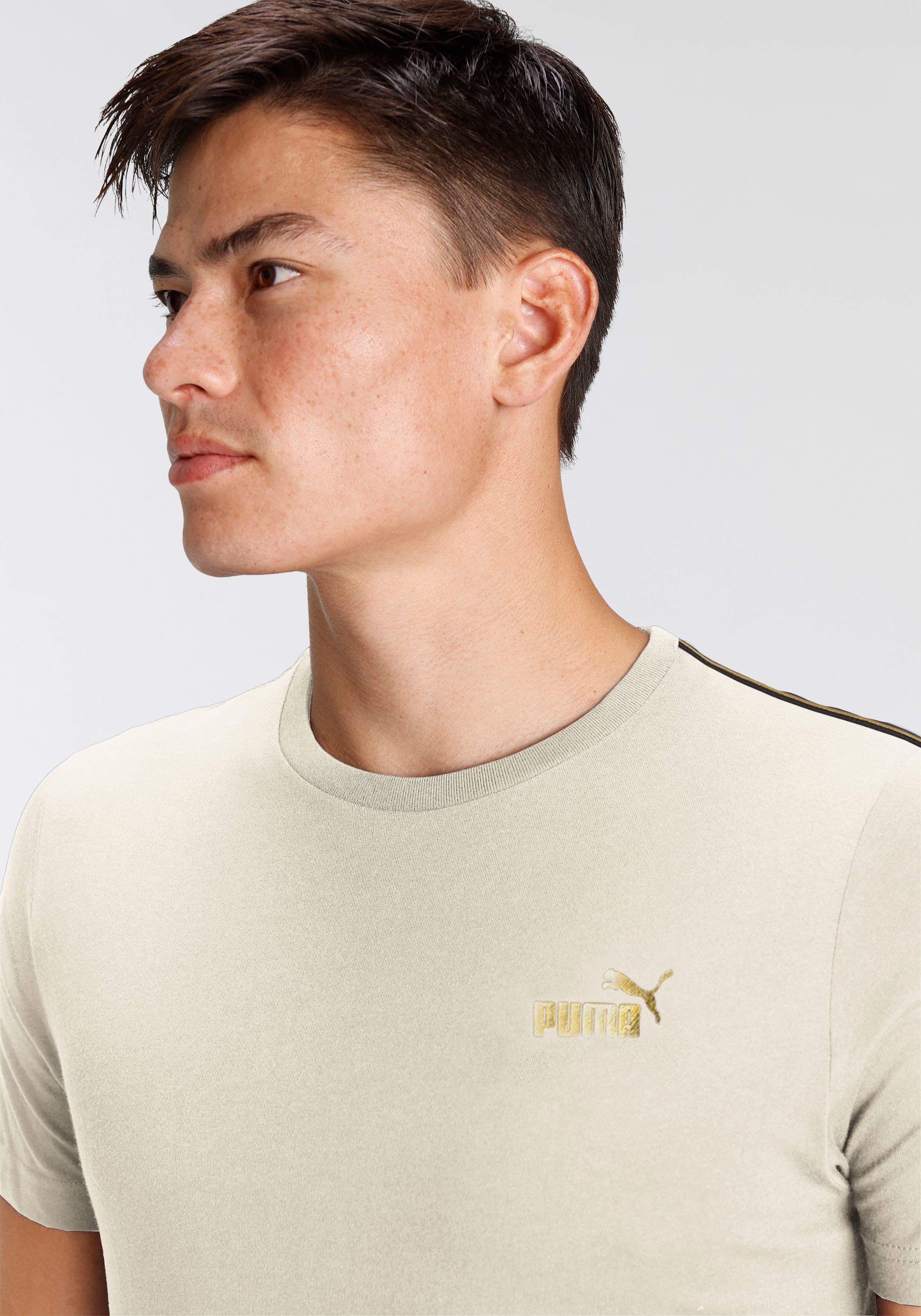 PUMA T-Shirt ESS TAPE MINIMAL GOLD TEE regular fit, sportlicher Stil, Rundhalsausschnitt