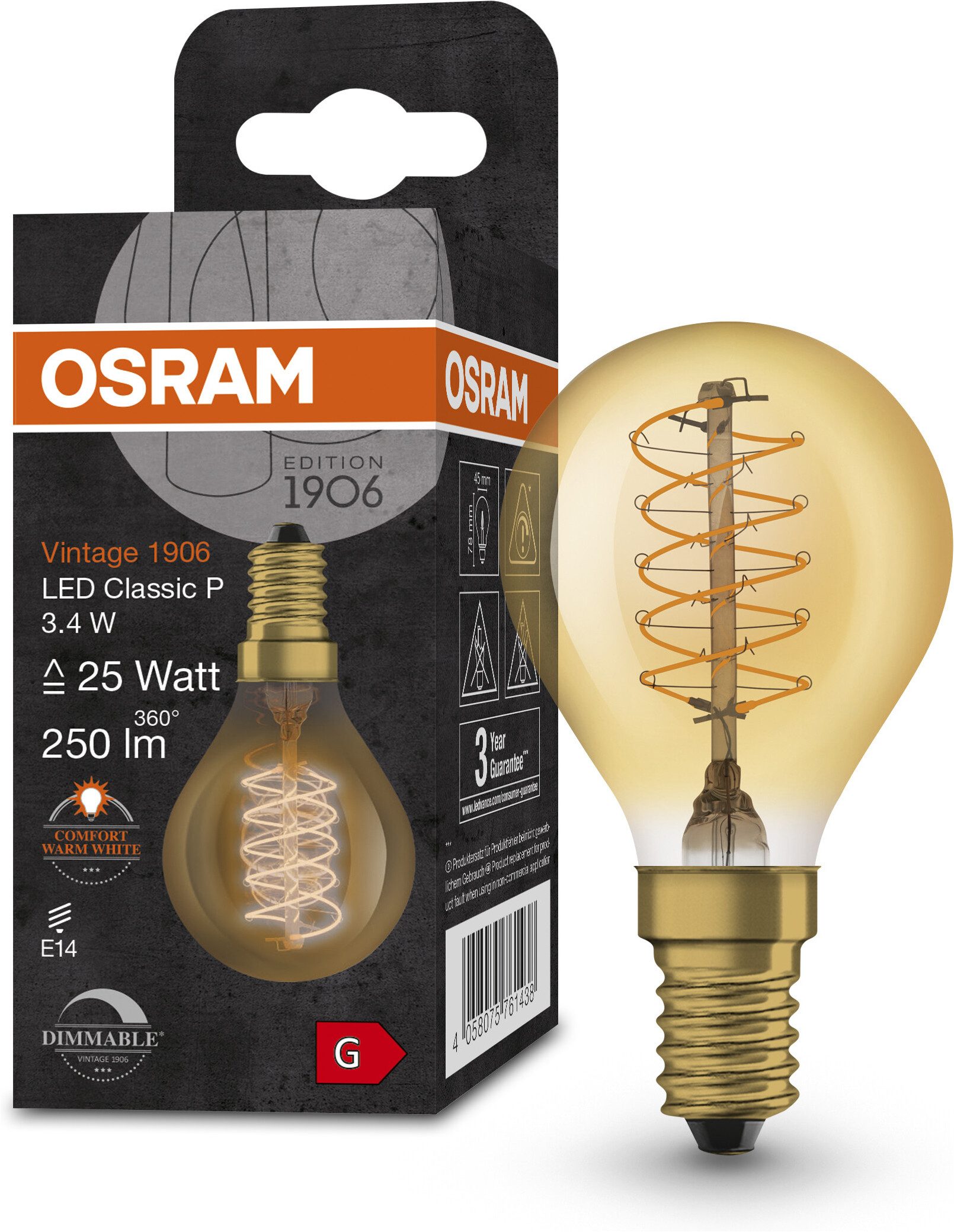 Osram LED-Filament Vintage 1906LED-Lampe, E14, 1 St., Warmweiß