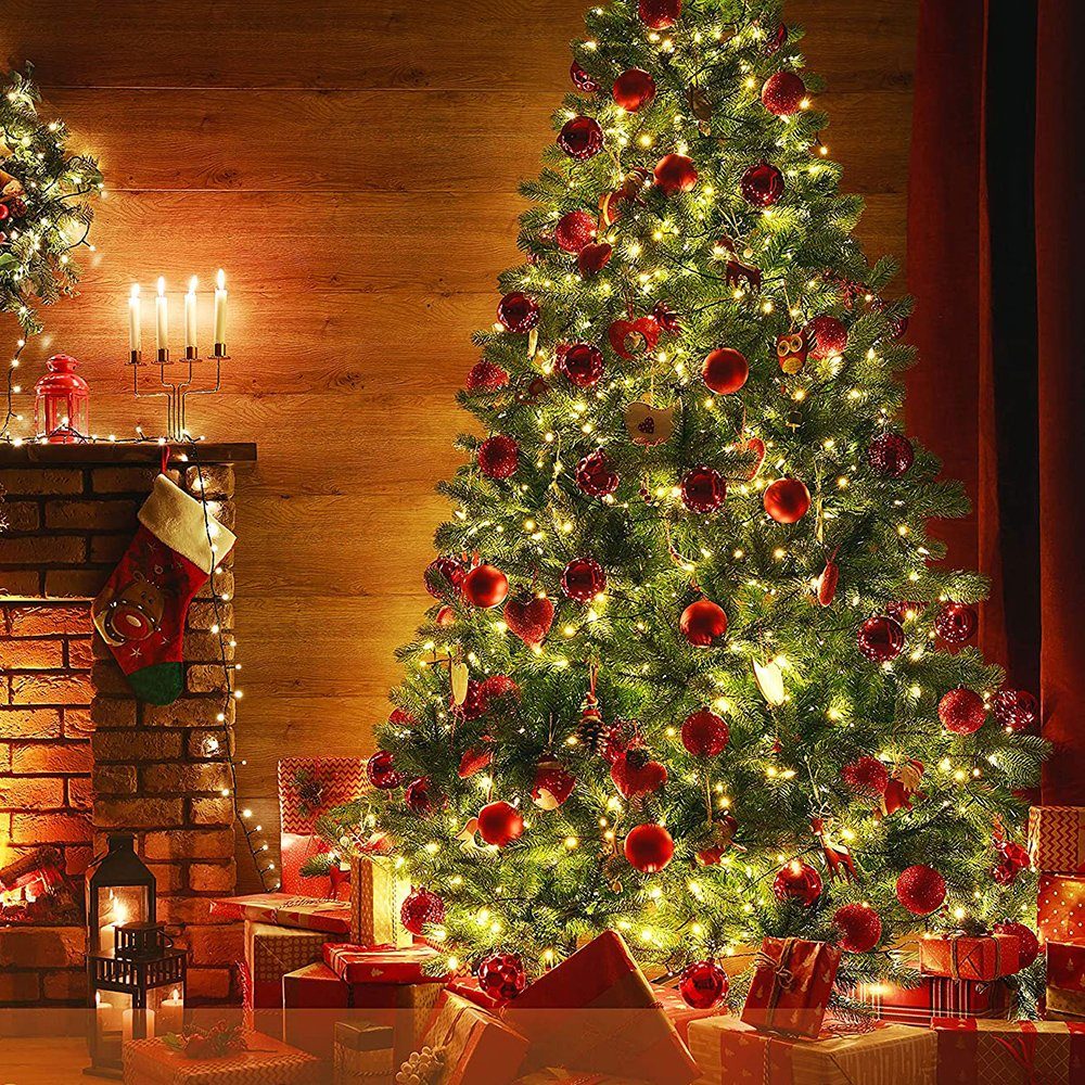 Lichterkette Warmes Rosnek LED Modi,mit Fernbedienung 8 Weihnachtsbaum 50-100 LEDs Wasserdicht, 5-10M Weiß LED-Lichterkette Vorhang Light,