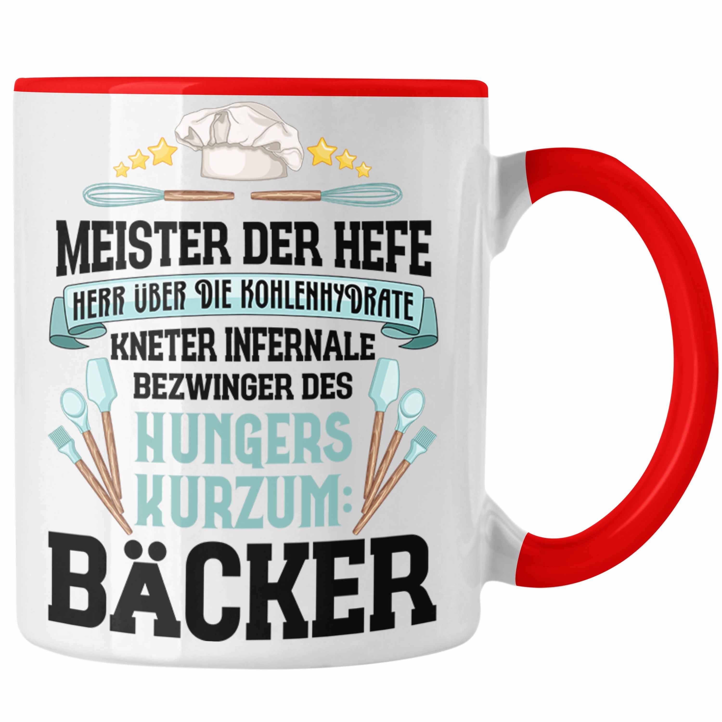 Trendation Tasse Trendation - Bäcker Tasse mit Spruch Geschenkidee Bäckerin Geschenk Männer Frauen rot