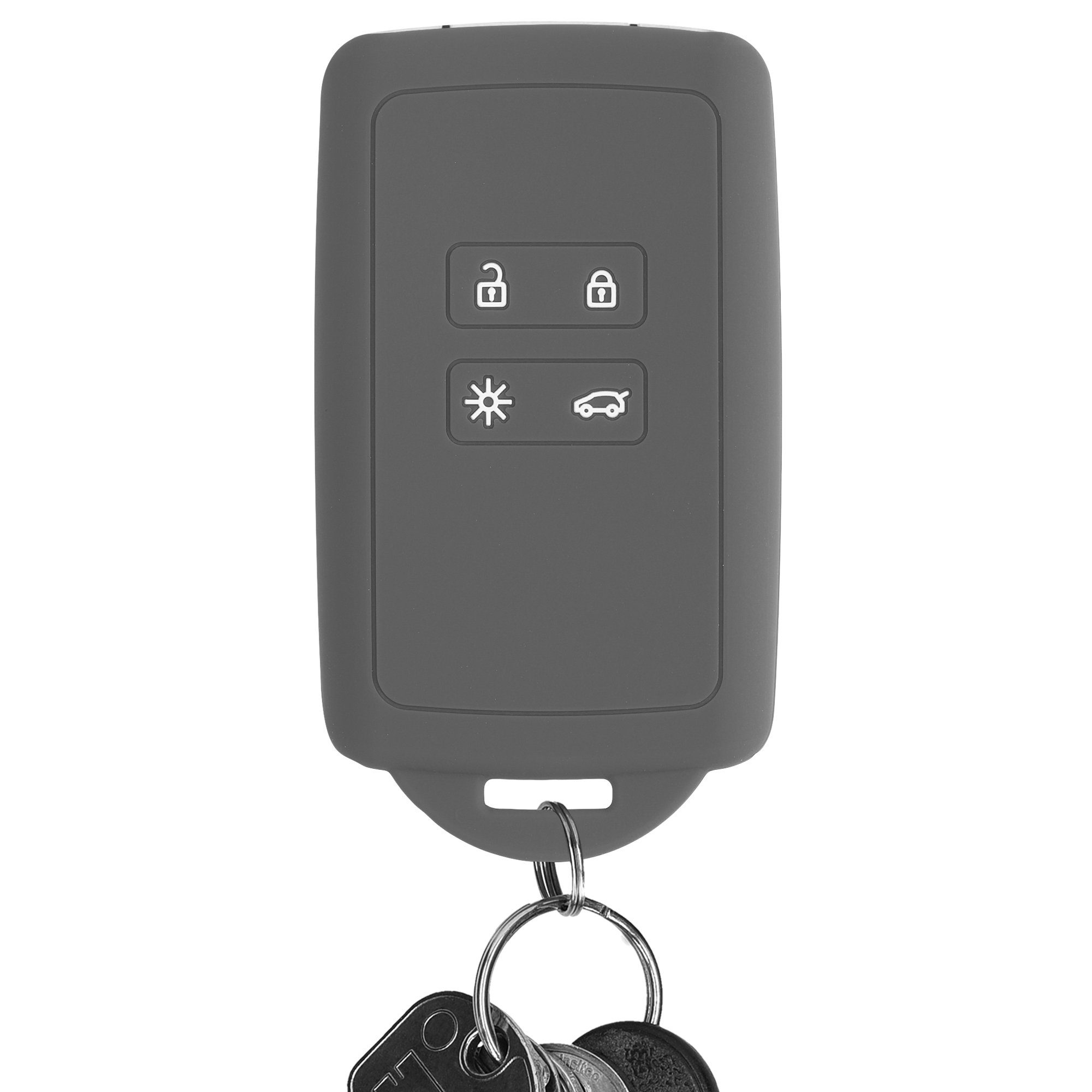 Autoschlüssel Schlüsselhülle Silikon Dunkelgrau Schlüsseltasche Schutzhülle Renault, für Hülle kwmobile