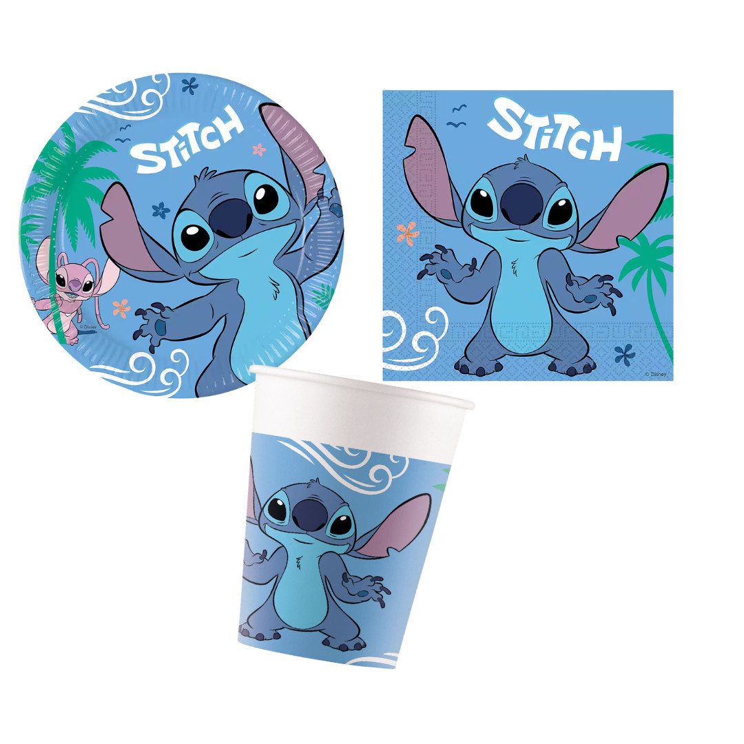Procos Kindergeschirr-Set Partyset Stitch 43 tlg. für die Lilo und Stitch Party (36-tlg), 6 Personen