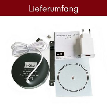 kalb QI Unterbau und Einbau Ladegerät grau Ladedistanz 3 - 18 mm Wireless Induktions-Ladegerät